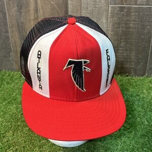 Vintage Atlanta Falcons Snapback Trucker Hat Red Black White Mesh‎ Size Large